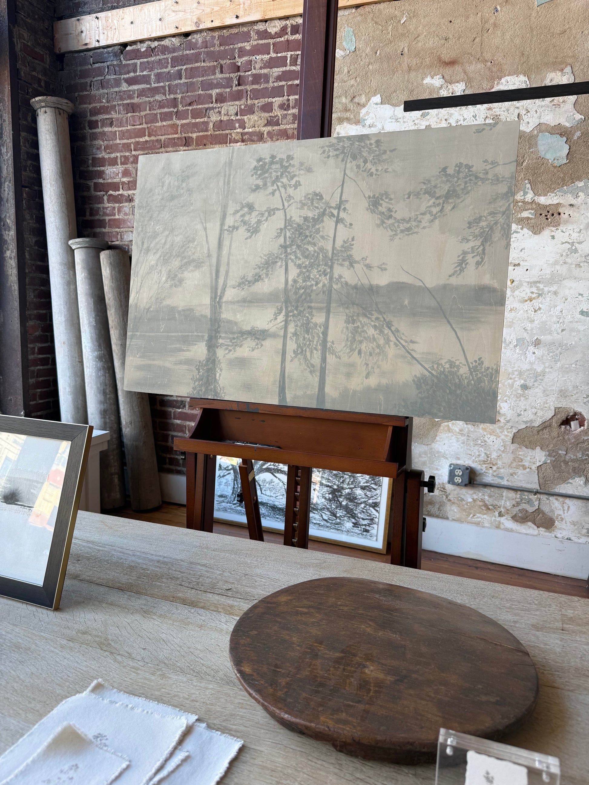 Watercolor Landscape on Wood Panel, 24” x 36”