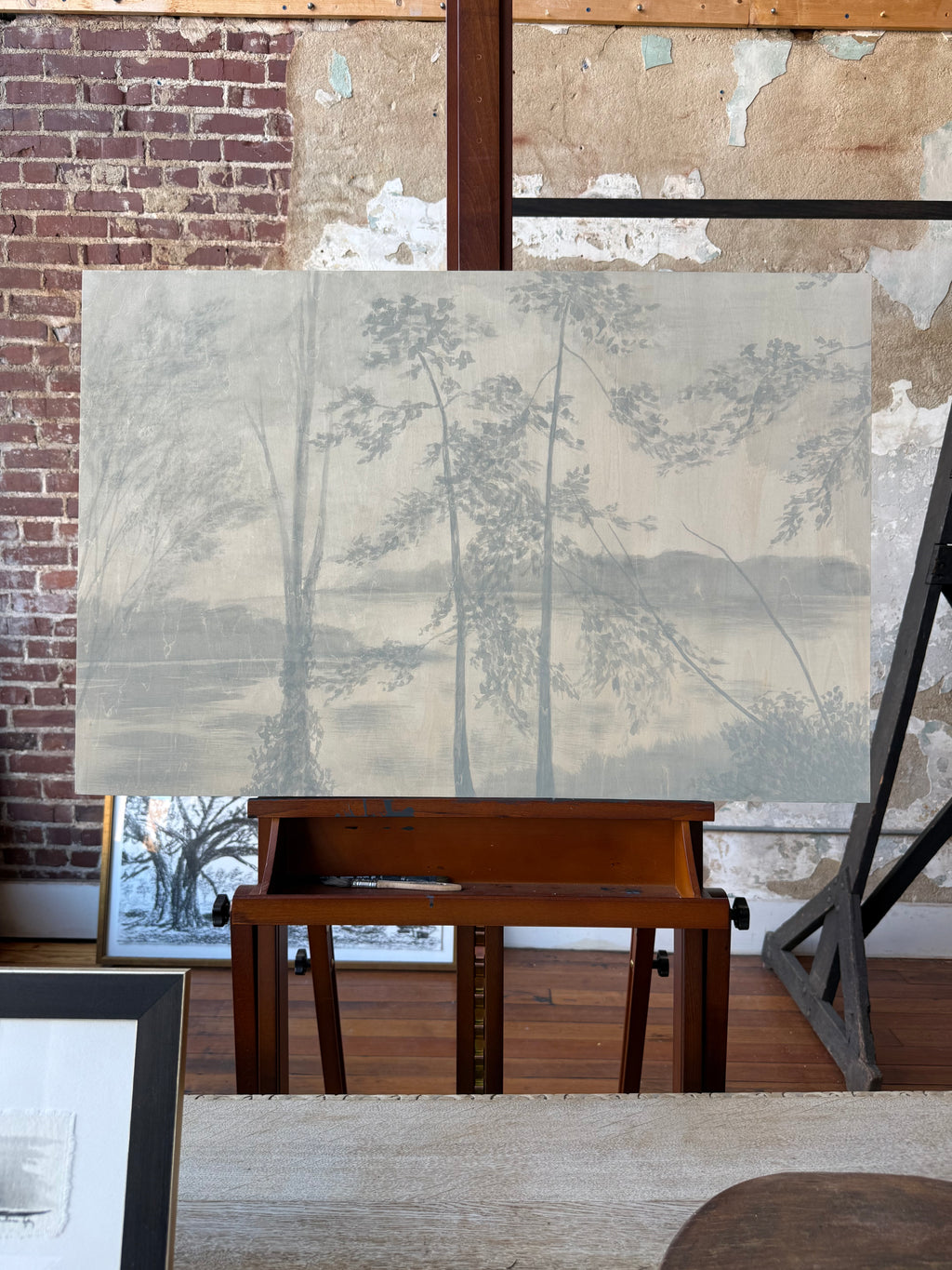Watercolor Landscape on Wood Panel, 24” x 36”