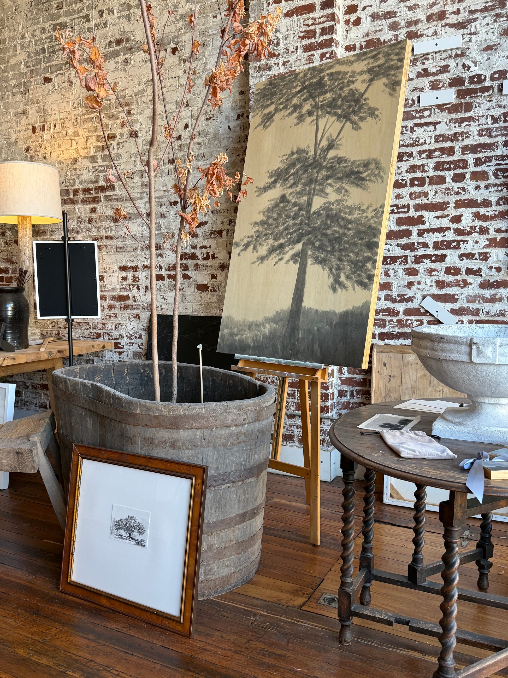 Watercolor Landscape on Wood Panel, 36” x 60”
