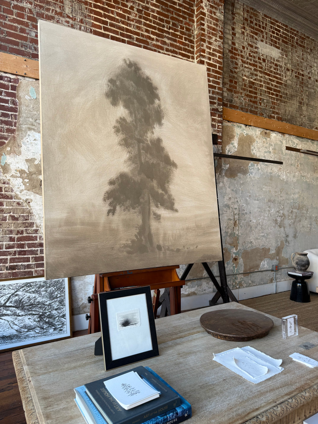 Watercolor Landscape on Stretched Raw Canvas Panel, 48” x 60”