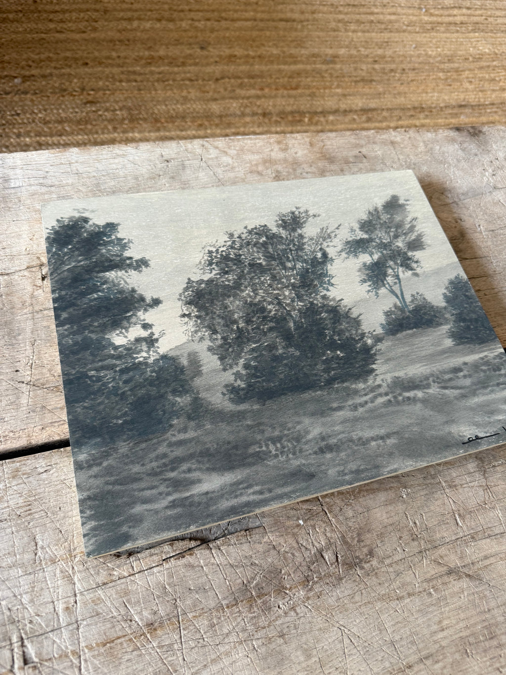 Watercolor Landscape on Wood Panel, 9” x 12”