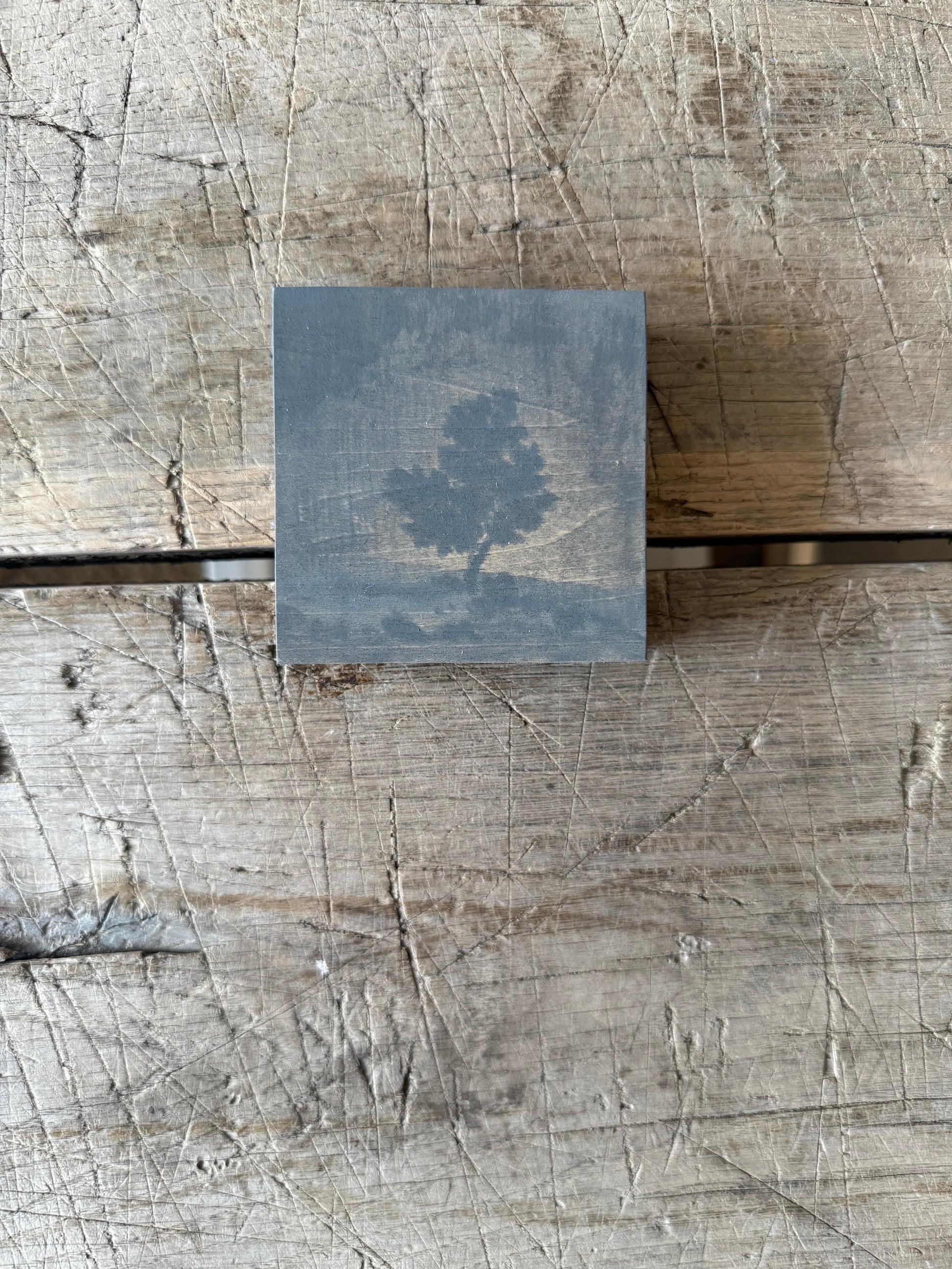 Watercolor Landscape on Wood Panel, 3” x 3”
