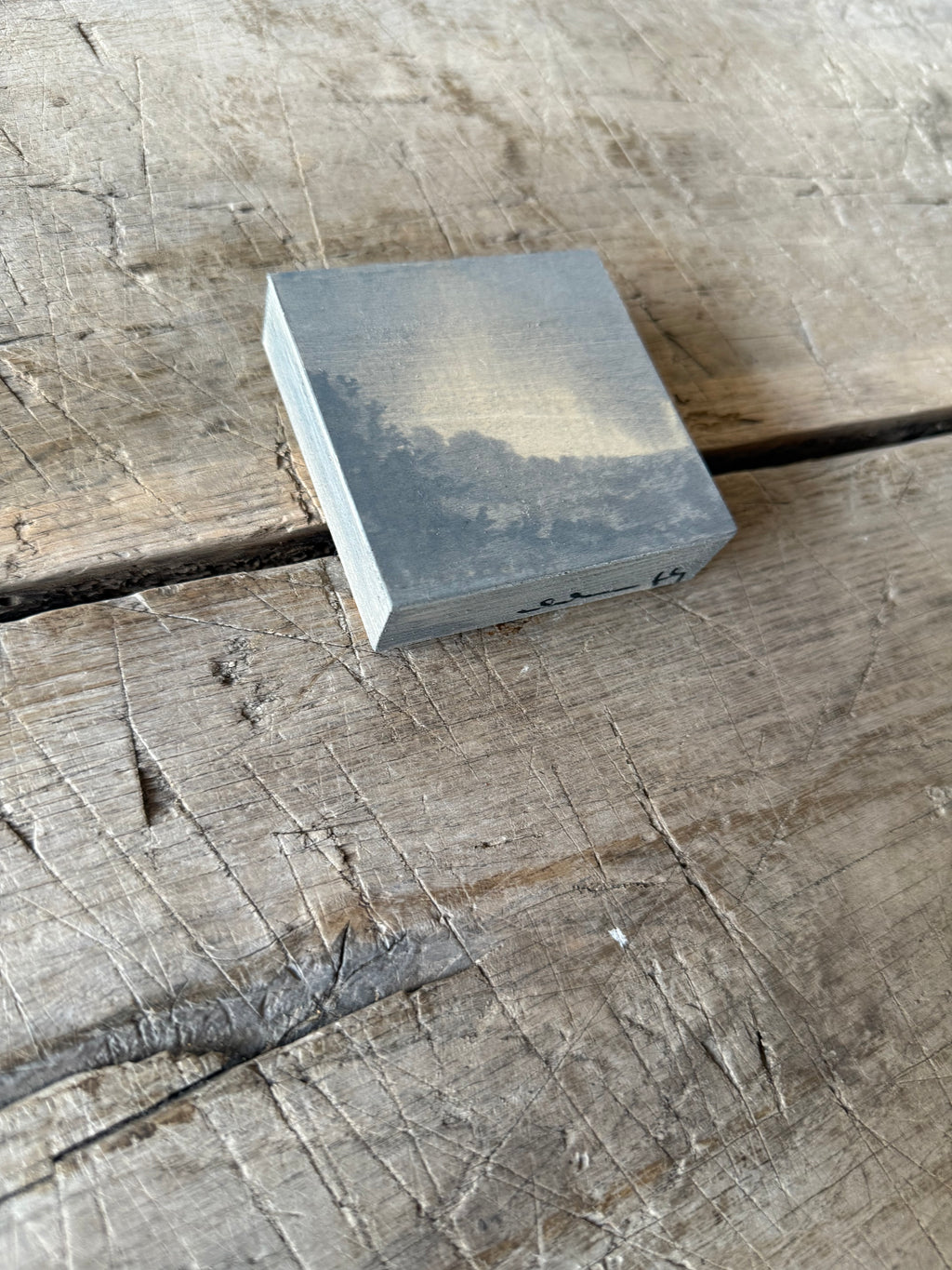 Watercolor Landscape on Wood Panel, 3” x 3”