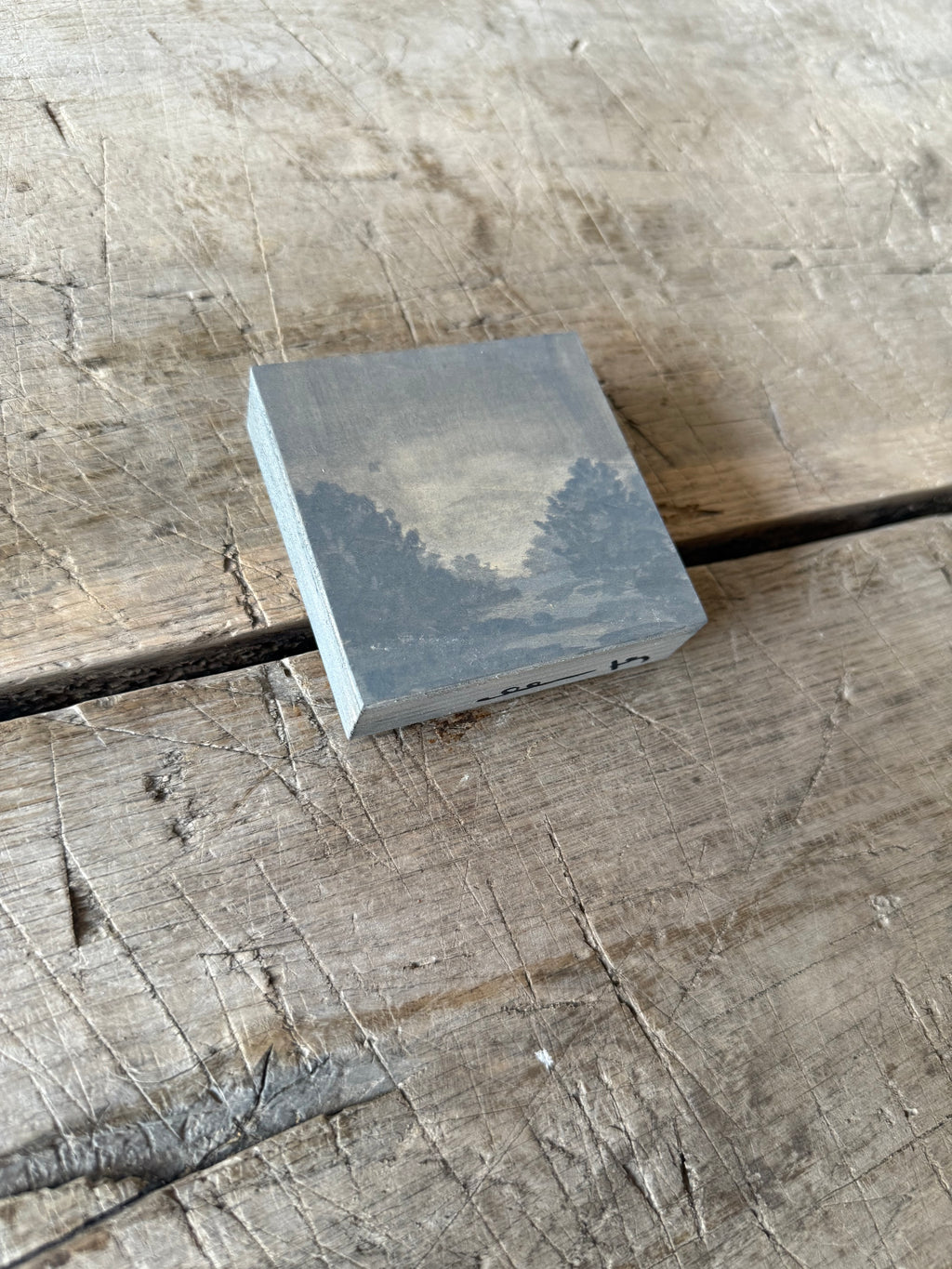 Watercolor Landscape on Wood Panel, 3” x 3”