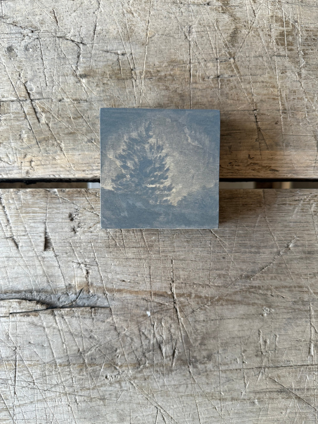 Watercolor Landscape on Wood Panel, 3” x 3”