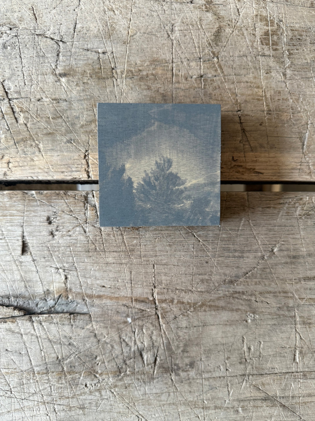 Watercolor Landscape on Wood Panel, 3” x 3”
