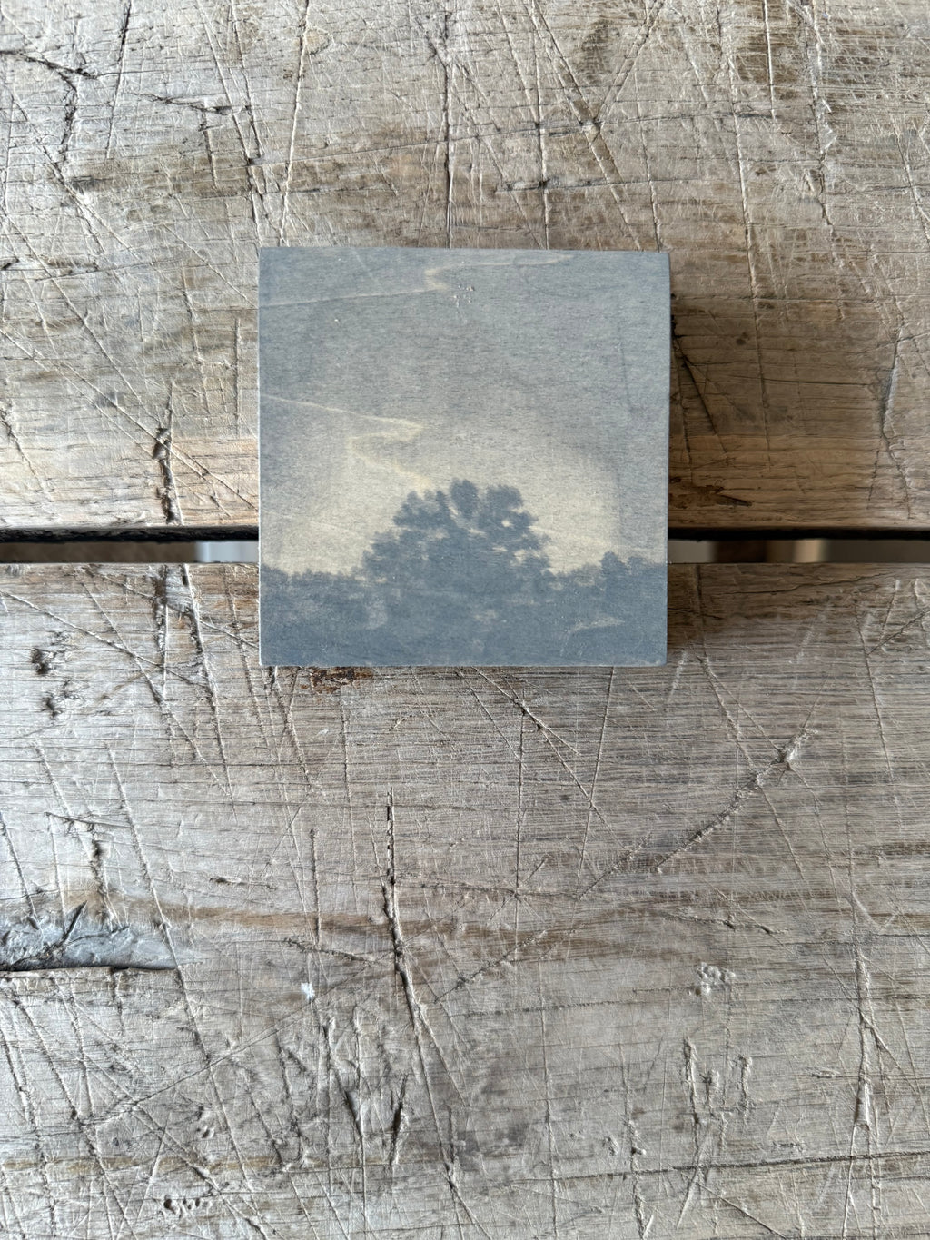 Watercolor Landscape on Wood Panel, 3” x 3”