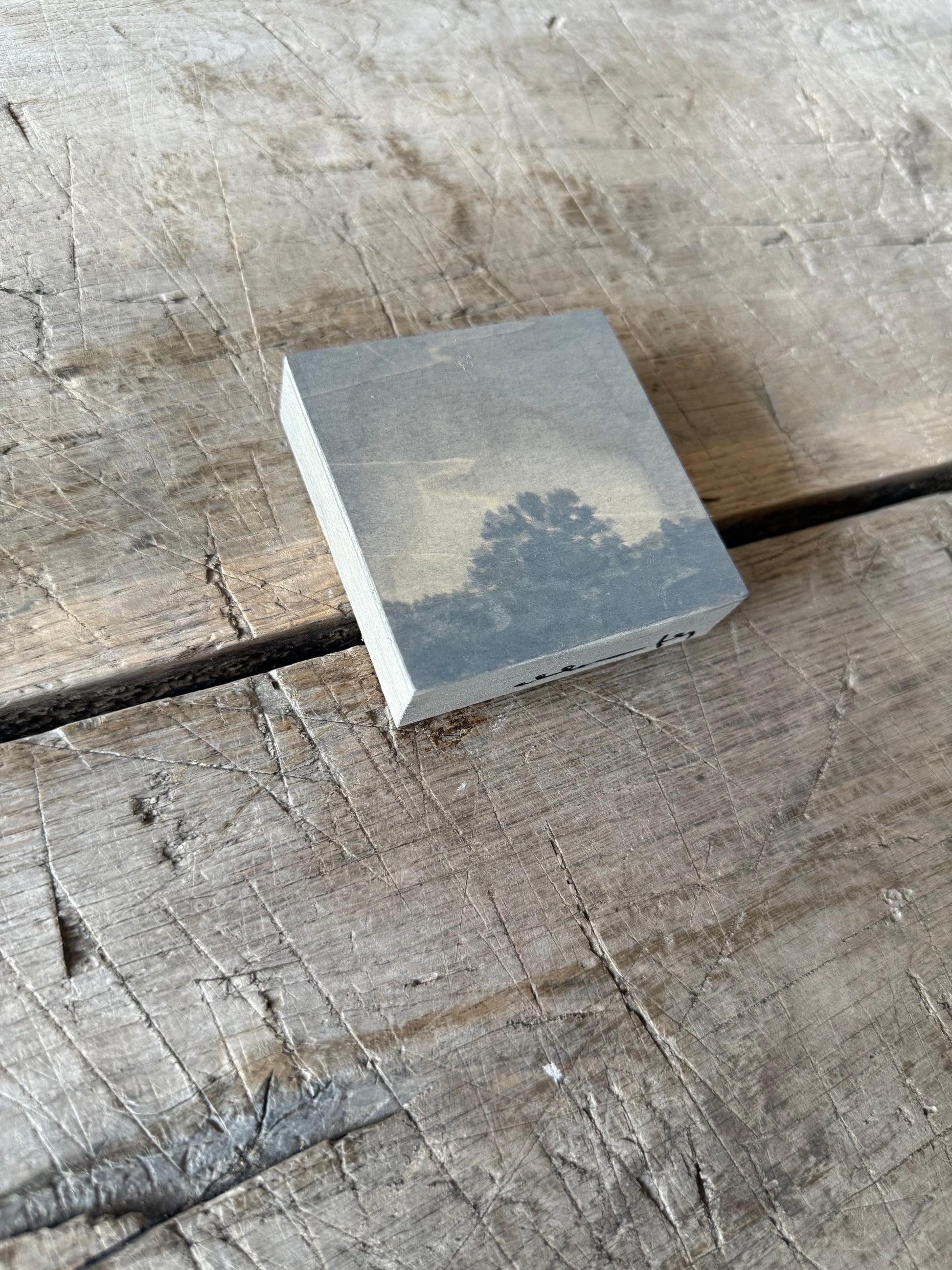 Watercolor Landscape on Wood Panel, 3” x 3”