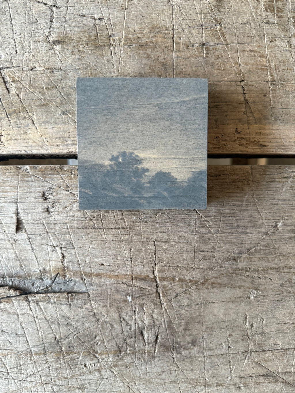 Watercolor Landscape on Wood Panel, 3” x 3”