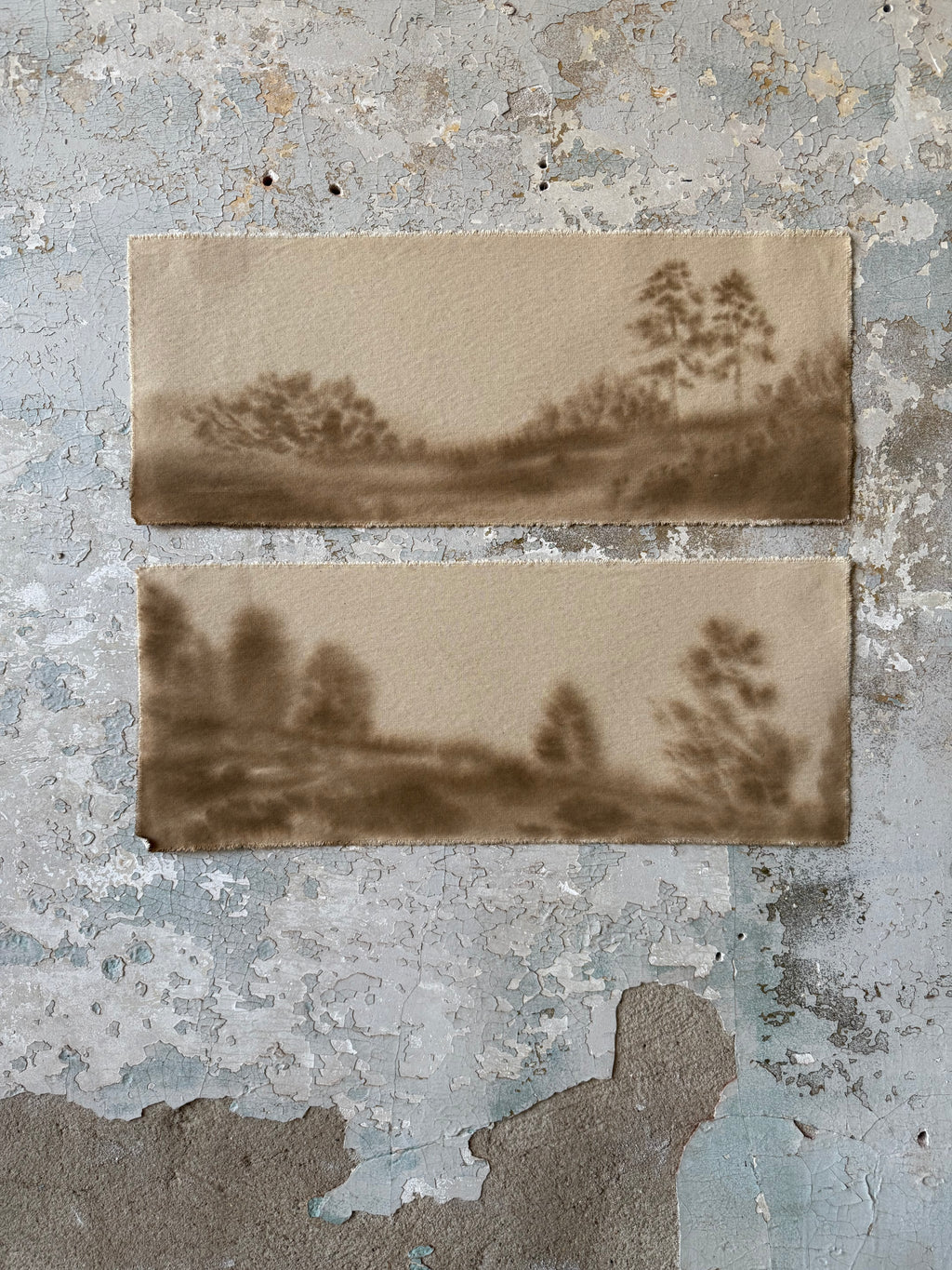 Pair of Watercolor Landscapes on Raw Canvas, each 10.5” x 26.5”