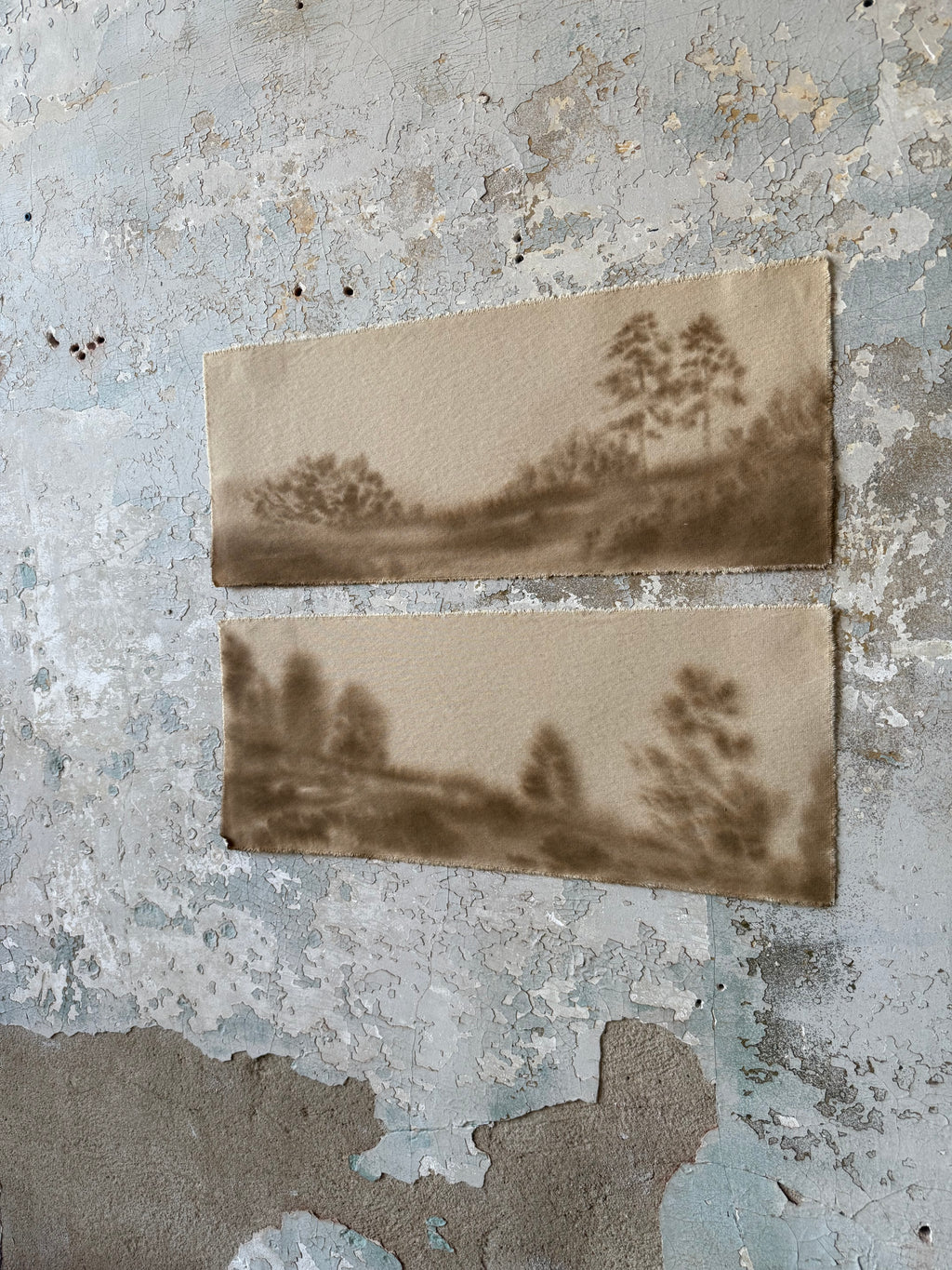 Pair of Watercolor Landscapes on Raw Canvas, each 10.5” x 26.5”