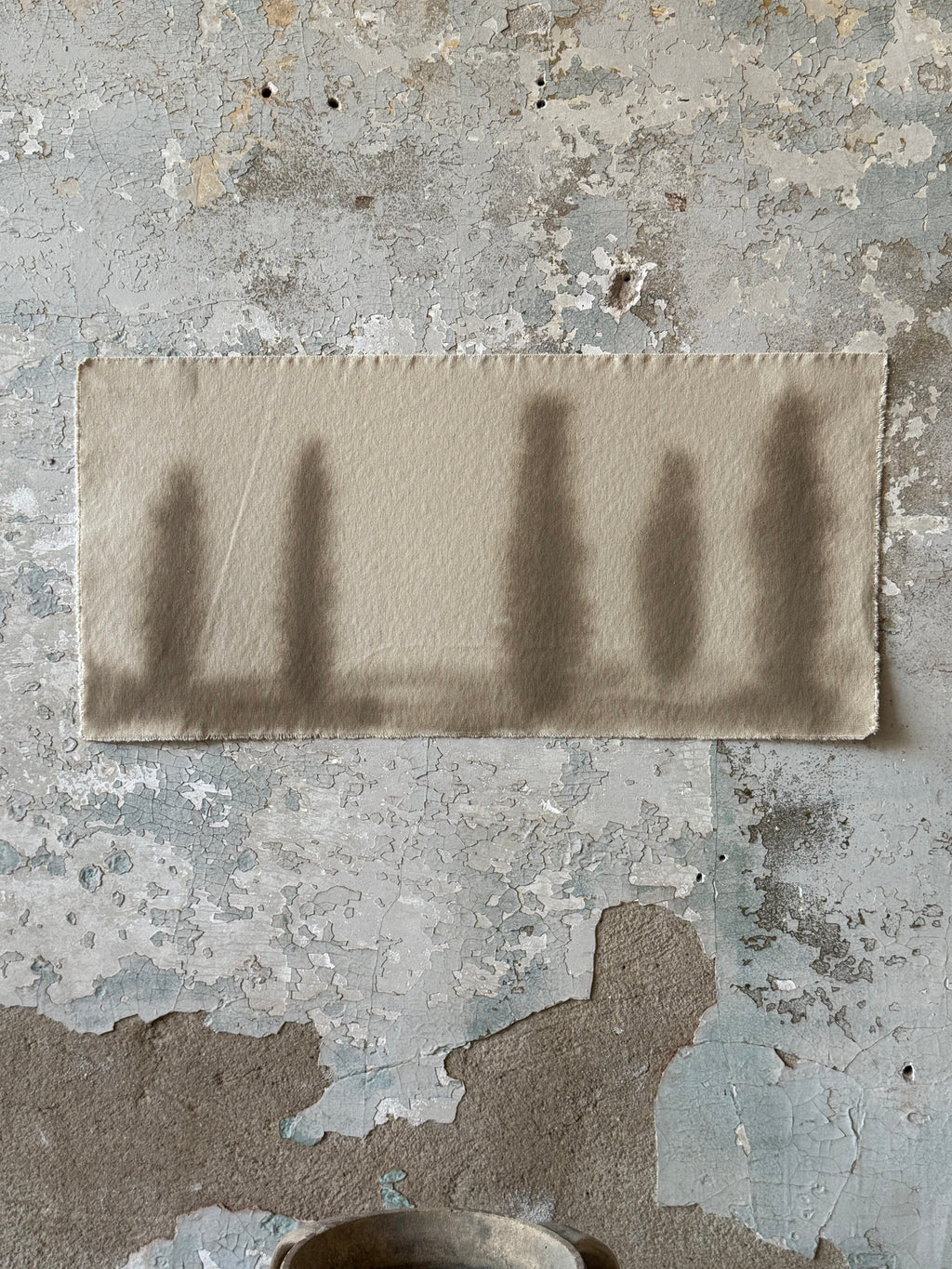 Watercolor Landscape on Raw Canvas, 14” x 29.5”